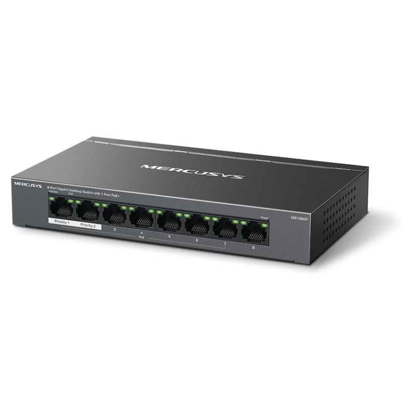TP-Link Mercusys MS108GP 8-Port Gigabit Desktop Switch with 7-Port PoE+