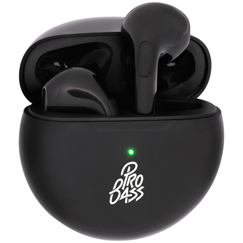 Pro Bass Future Series True Wireless Earphones with Charging Case – Black