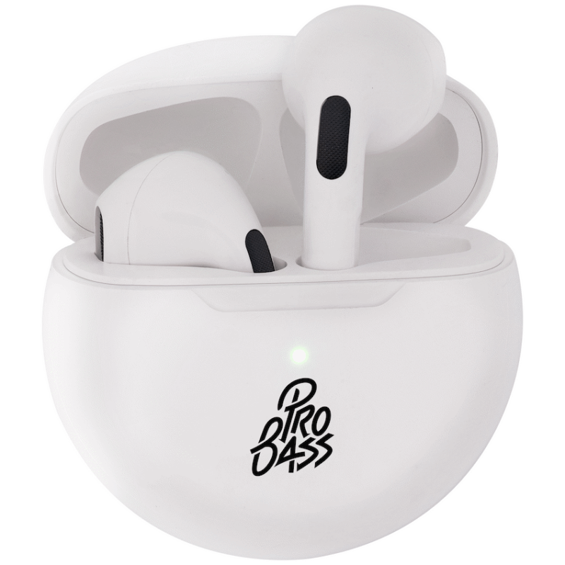 Pro Bass Future Series True Wireless Earphones with Charging Case – White