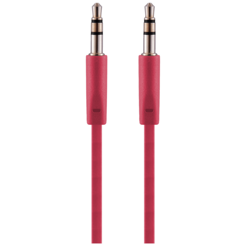 Pro Bass Chain Series Blister Flat Auxiliary Cable – Red