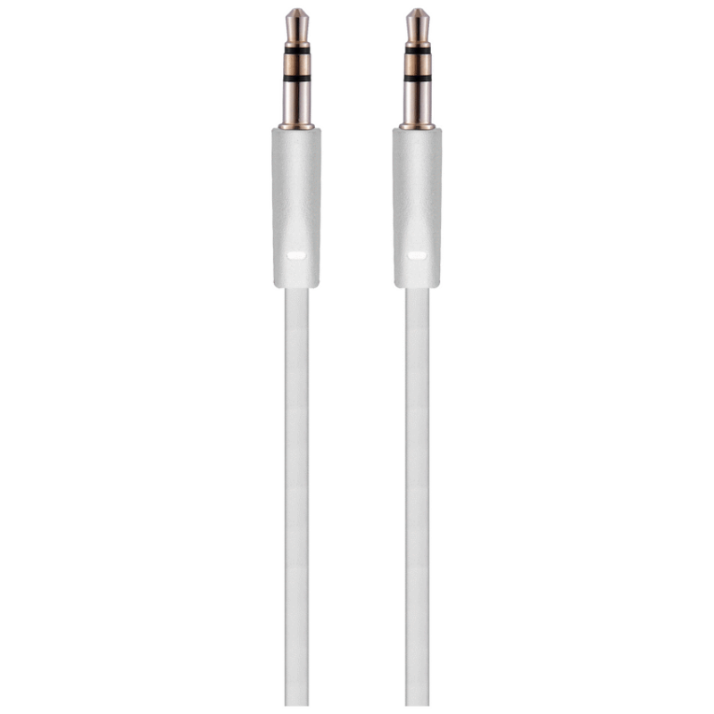 Pro Bass Chain Series Blister Flat Auxiliary Cable – White