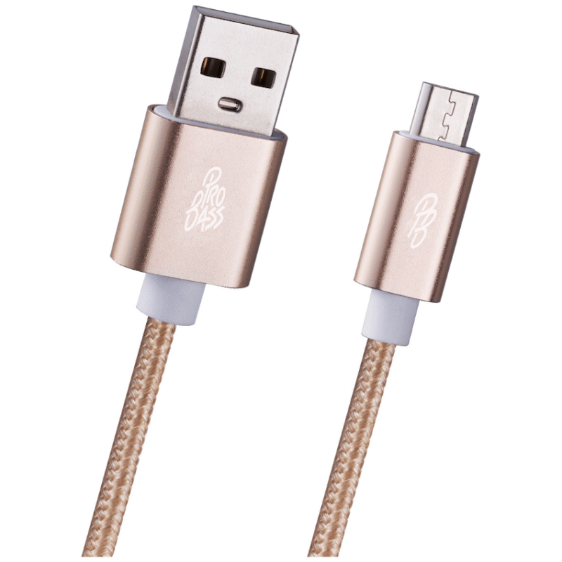 Pro Bass Braided Series Micro USB Cable 1.2m – Gold