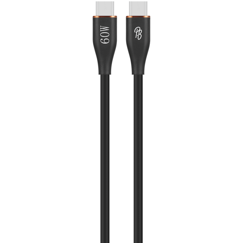 Pro Bass FlexiCord Series 2m 60w Type-C to Type-C Charging Cable – Black
