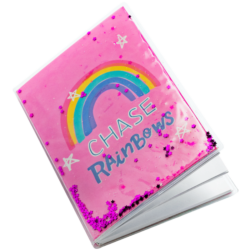 Quest A6 Glitter Notebook Rainbow Pink