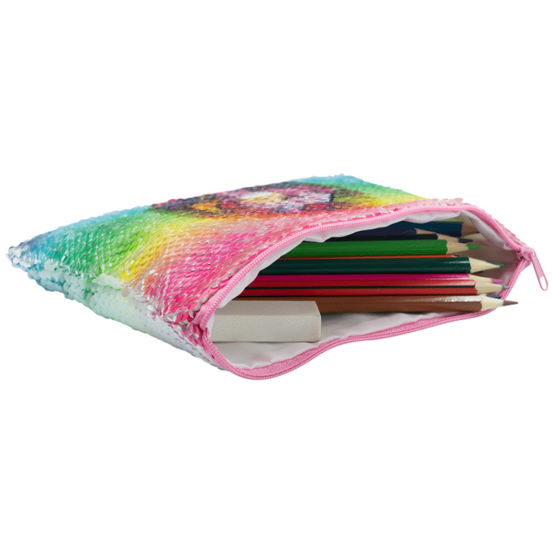 Quest Sequin Unicorn Pencil Case. Pink