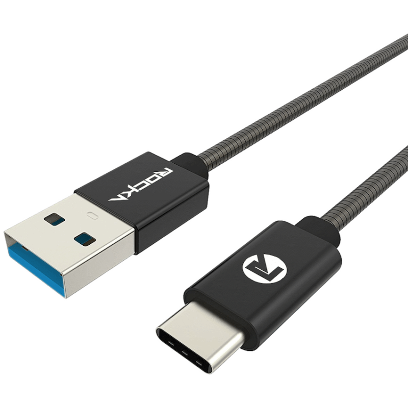 Rocka Blitz Series USB Type-C to USB 3.0 Cable 1.5m – Black Metal Flexi