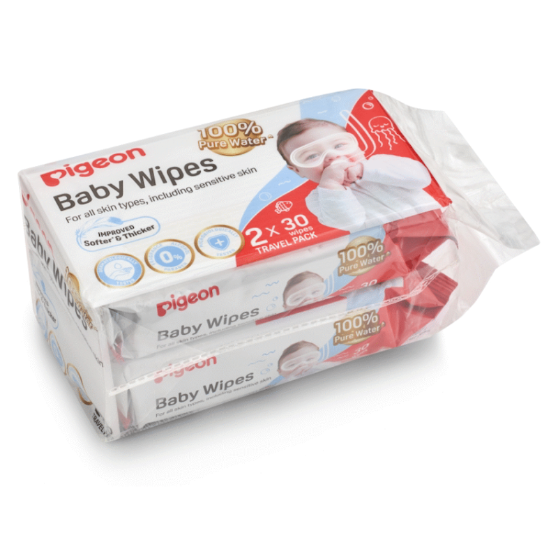Pigeon – Baby Wipes 30s 100% H2O 2-in-1 Pack
