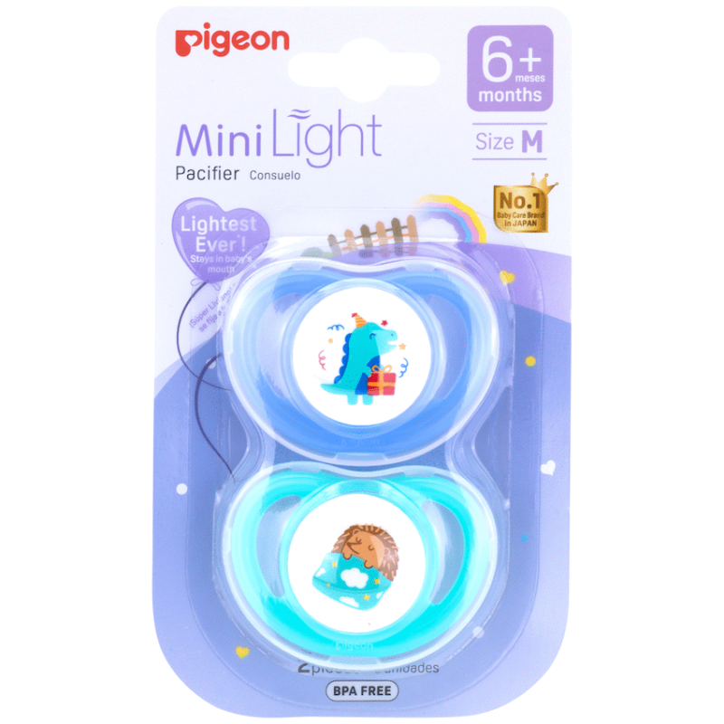 Pigeon – MINILIGHT PACIFIER (2 PC) M DINO B/DAY/ HEDGEHOG