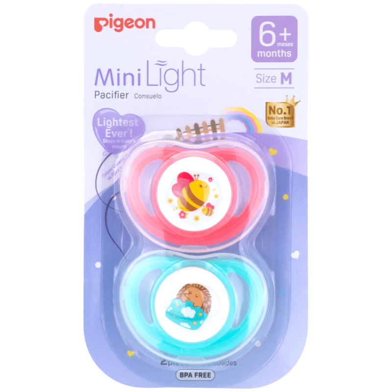 Pigeon – Minilight Pacifier (2 Pc) M Bee/Hedgehog