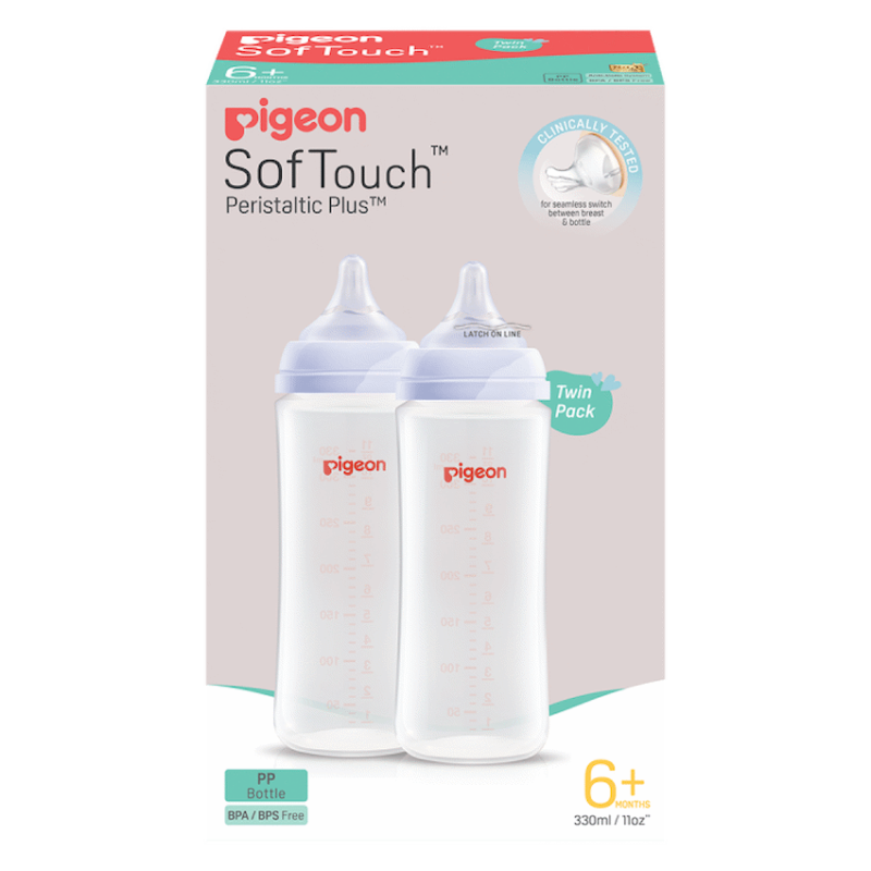 PIGEON SOFTOUCH BOTTLE PP 330ML (L) TWIN PACK