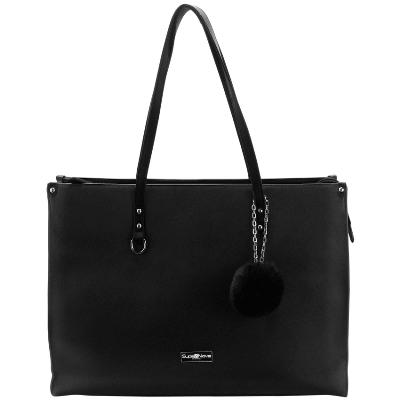 Supanova Pompom Ladies Laptop Bag – Black