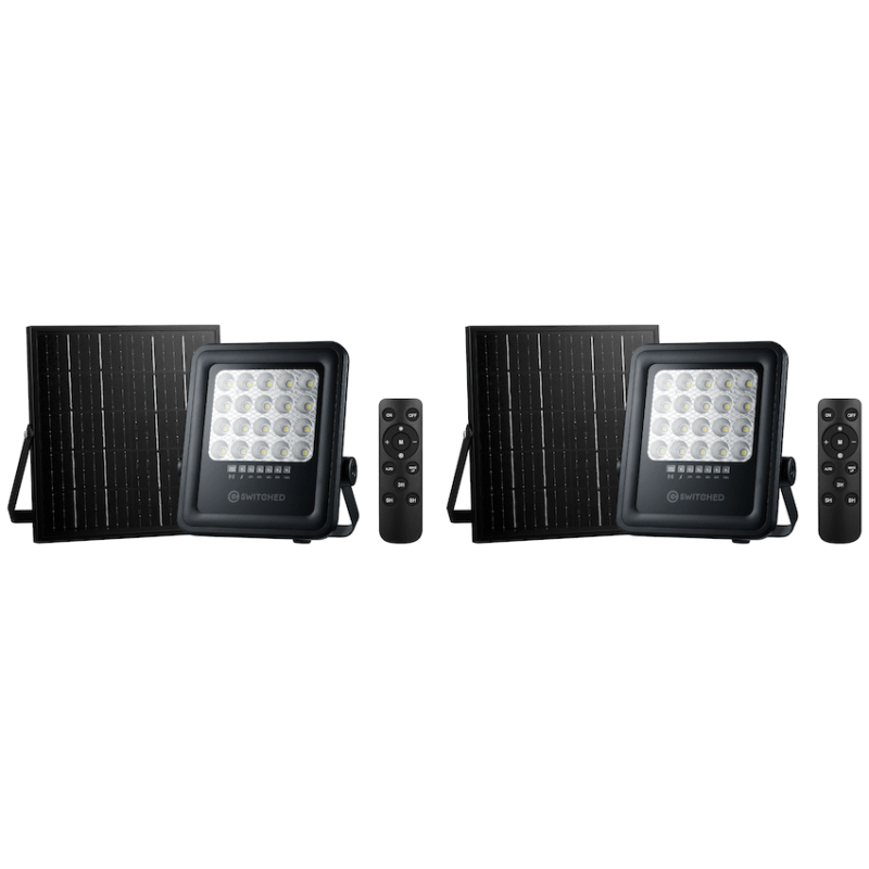 2 x Switched – 50w Solar Floodlight with Remote