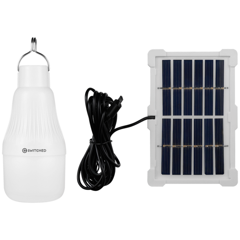 Switched Solar-Powered LED Light Bulb, Solar Panel Included