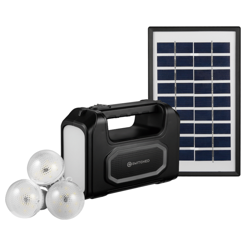 Switched Portable Power Station with Solar Panel – Black