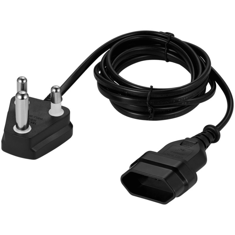 Switched Easy Cable Extender SA 3-Pin to 2-Pin Euro Socket 2m – Black