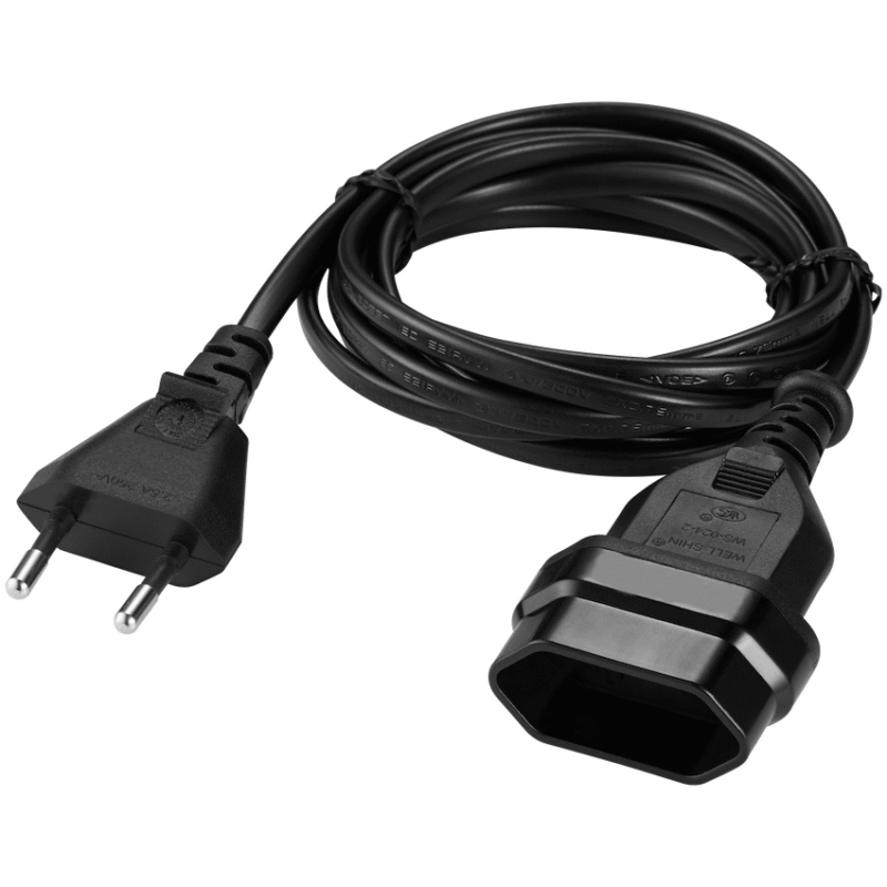 Switched Easy Cable Extender 2-Pin Euro to 2-Pin Euro Socket 2m