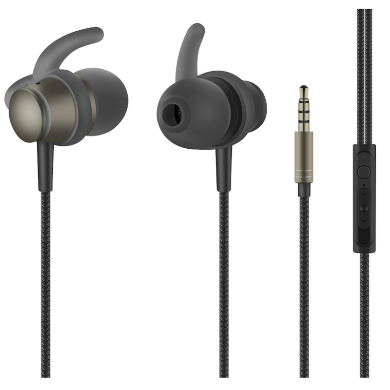 Volkano Titanium Series AUX Earphone – Gun Metal