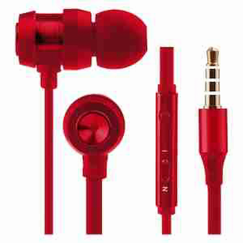 Volkano Alloy Series Earphones with Mic – Solid Red