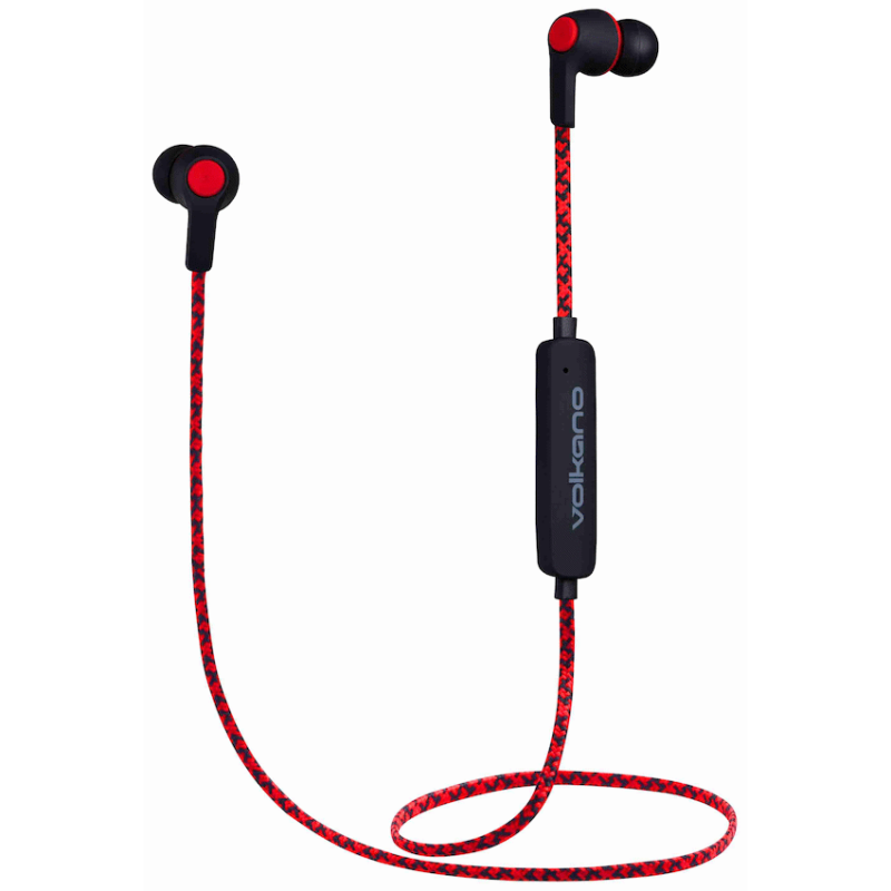 Volkano Moda – Nylon Bluetooth Earphones with Carry Case – RD