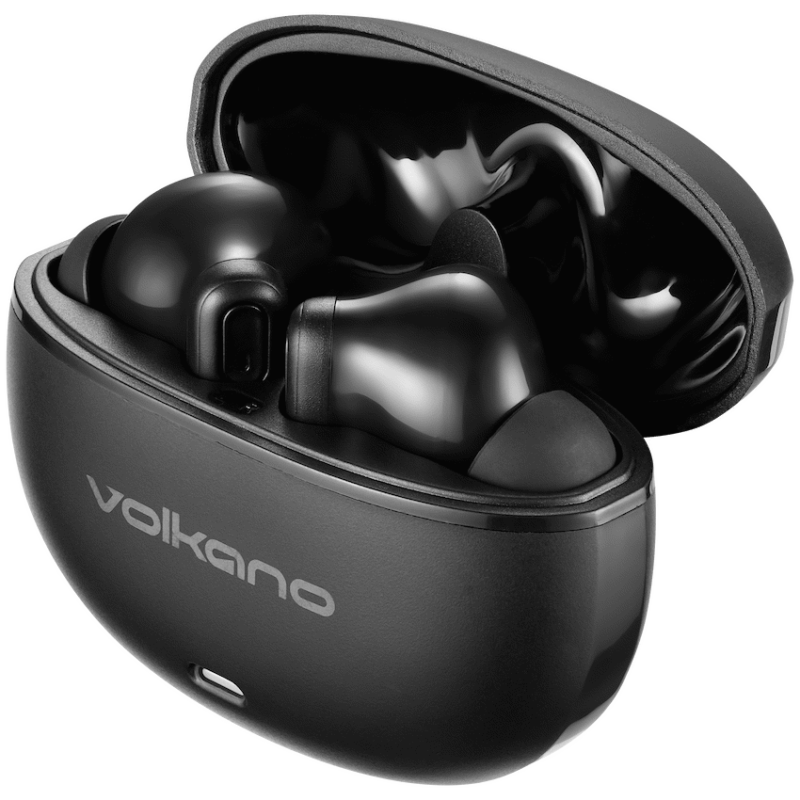 Volkano Pulse Series True Wireless Earphones with Charging Case – Black