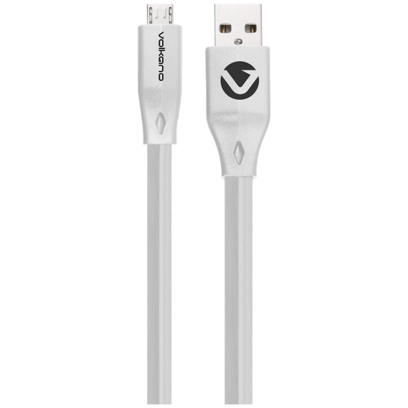 Volkano Slim Series Flat PVC Micro USB Cable 1.2m – White