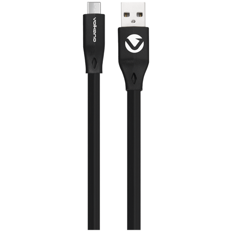 Volkano Slim Series Flat PVC Type-C Cable 1.2m – Black