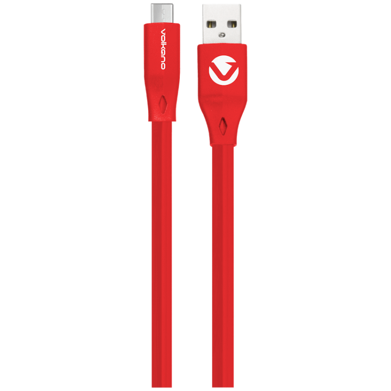 Volkano Slim Series Flat PVC Type-C Cable 1.2m – Red