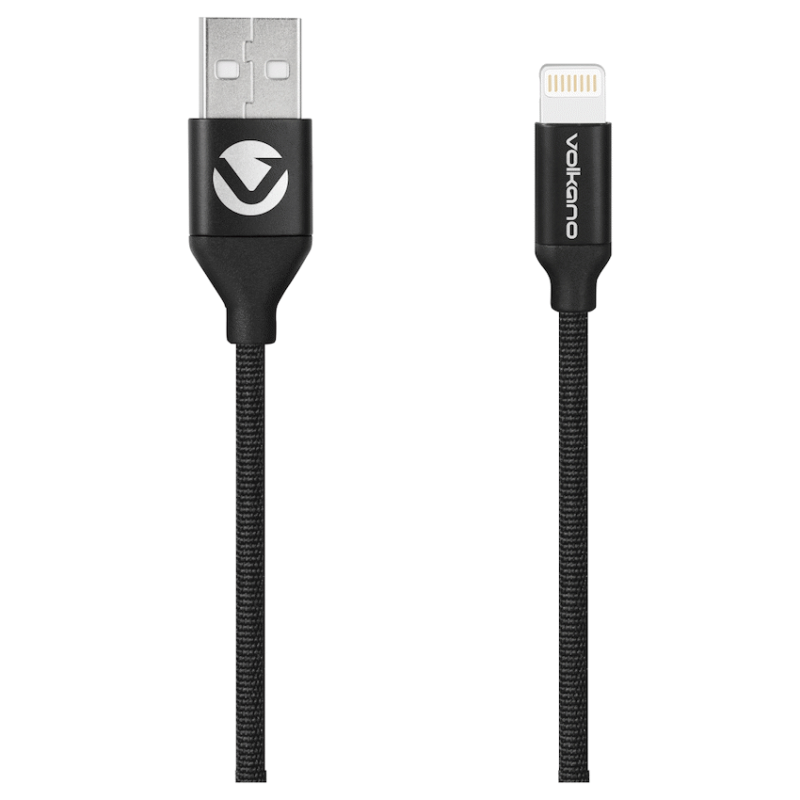 Volkano Weave Series Fabric Braided MFI Lightning Cable 1.2m – Black
