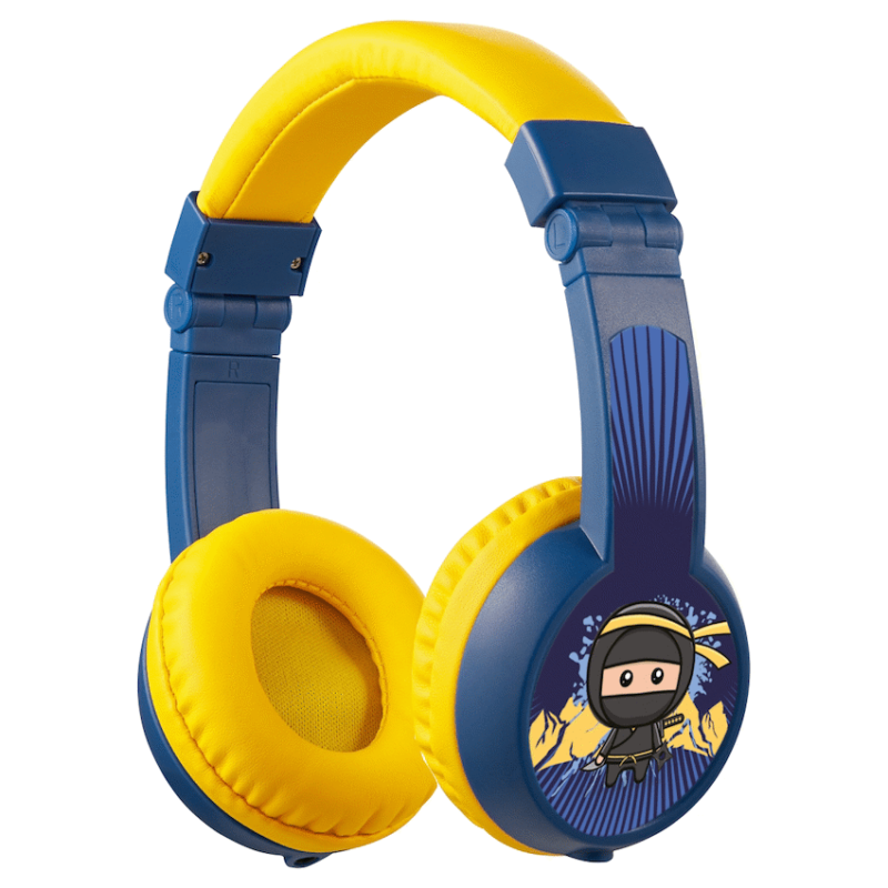 Volkano Sidekick Series Wired Kiddies Headphones with Share Port – Yellow/Blue