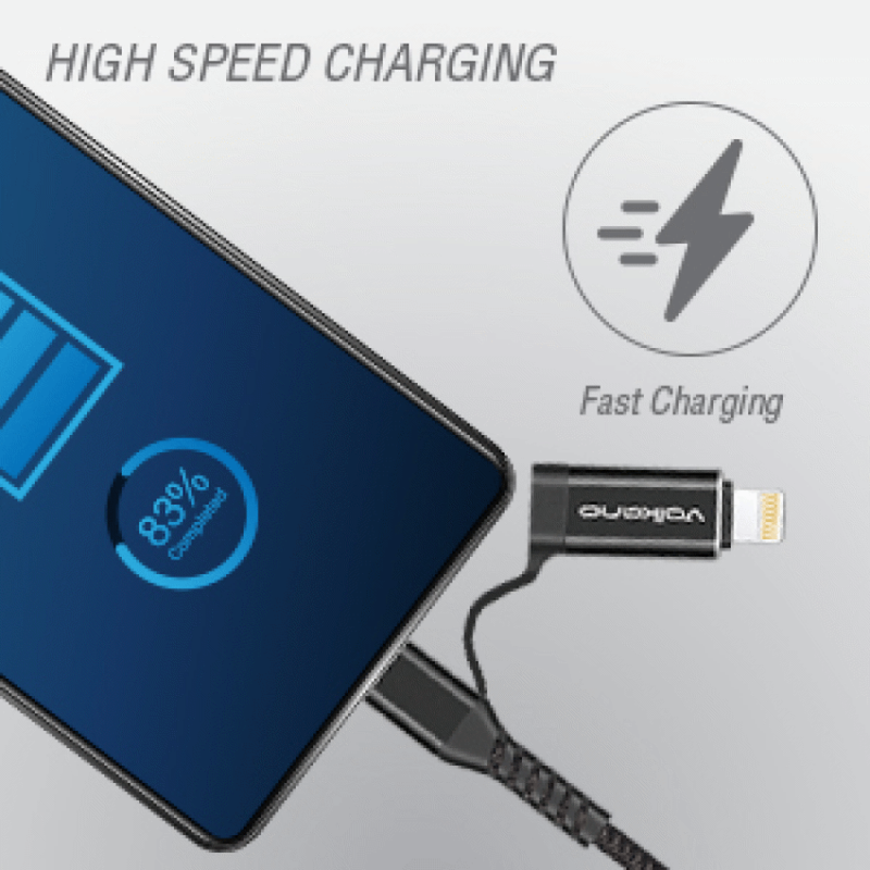 Volkano Weave series 4-in-1 charge & data cable – 1.8m/6ft