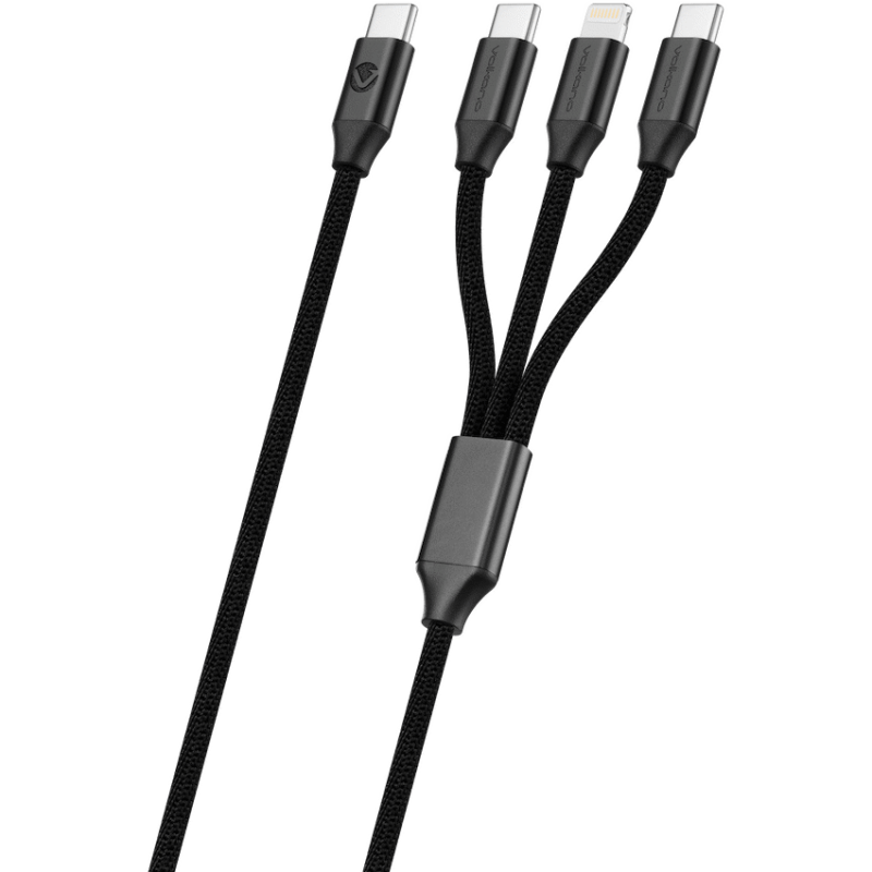 Volkano Weave Series 65w 3-in-1 Charge Cable – Black