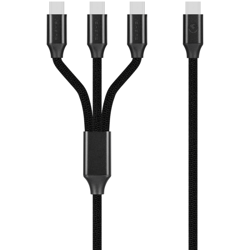 Volkano Weave Series 100w 3-in-1 Charge Cable (3 x Type C) – Black