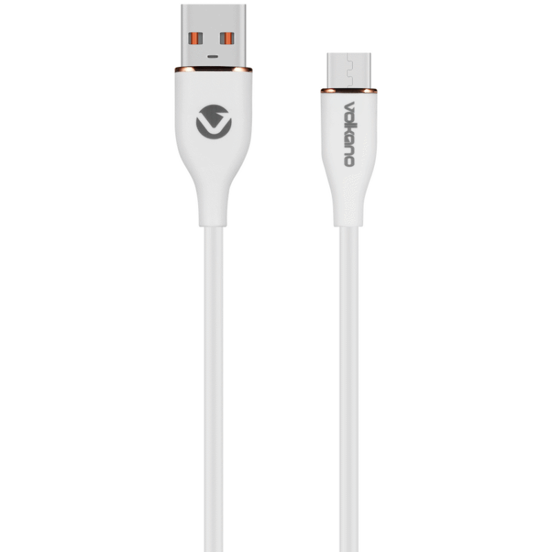 Volkano Flexi Series USB to Micro USB 1.5m 18w – White