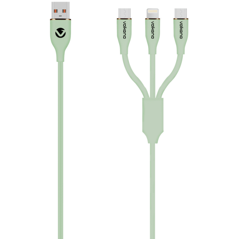 Volkano Flexi Series 3-in-1 Charging Cable – Green
