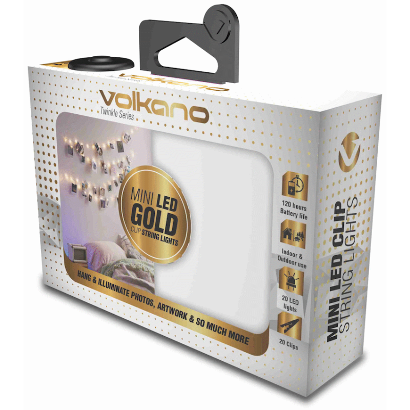 Volkano Twinkle Series Photo Clips with LED Lights – Gold