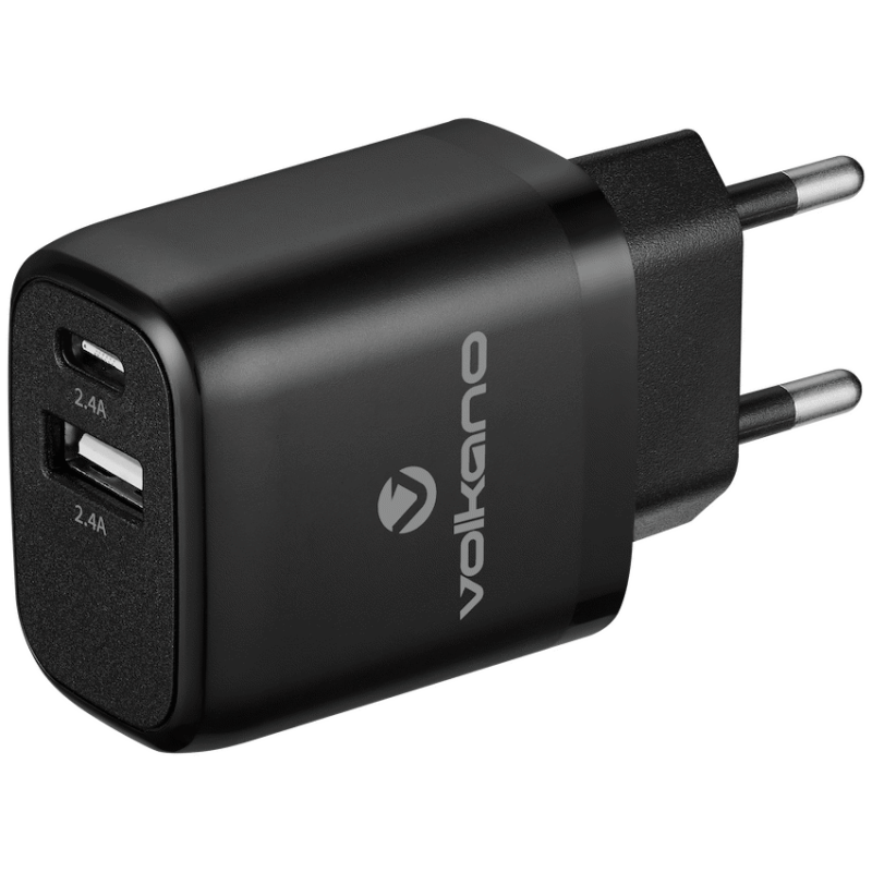 Volkano Volt-C Series Dual USB and USB-C Wall Charger with USB to USB-C Cable Included