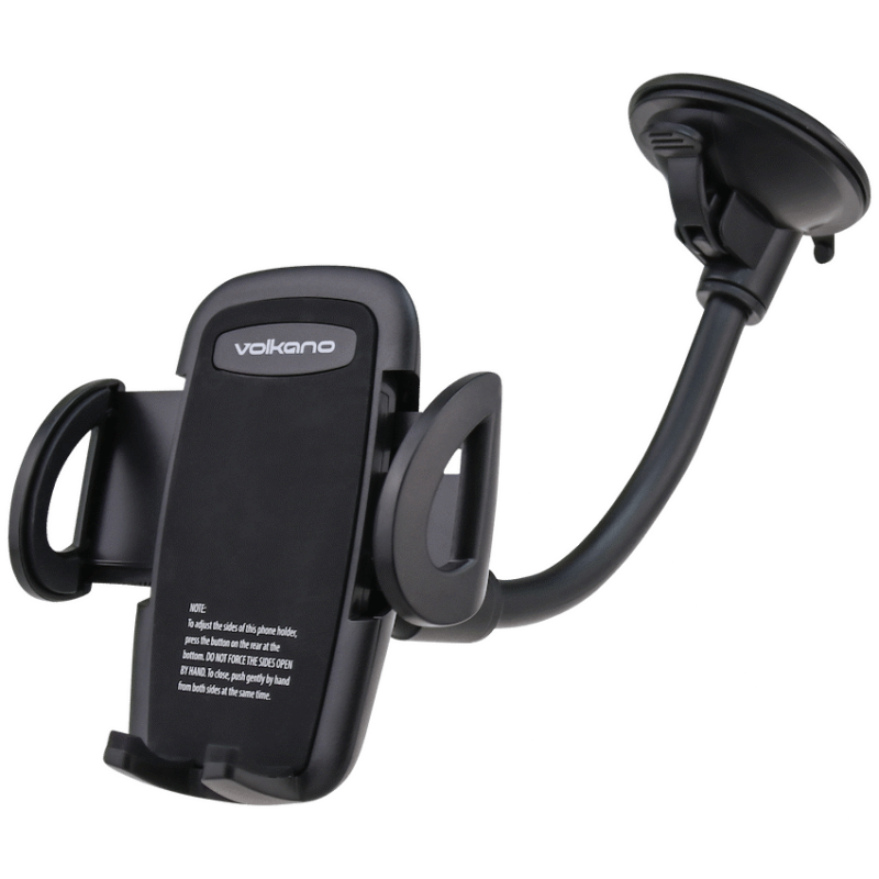 Volkano Flex Series Car Phone Holder with Suction Cup and Flexible Arm – Black