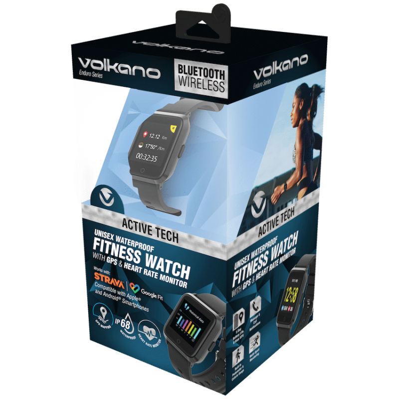 Volkano Active Tech Enduro Series GPS Watch with Heart Rate Monitor – Black