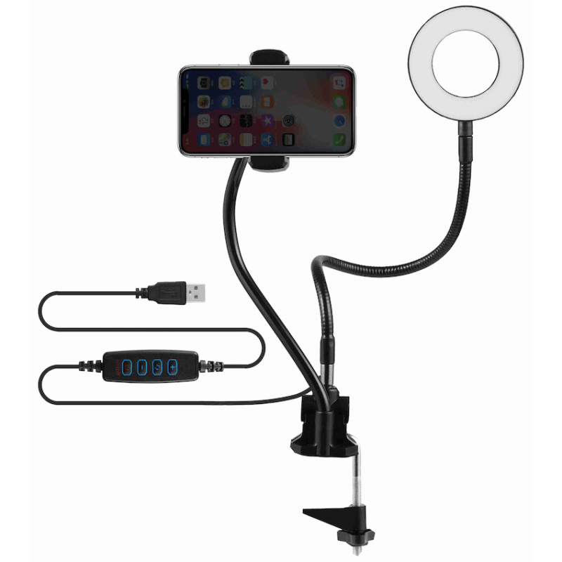 Volkano Insta Series Ring Light with Phone Holder and Desk Clamp
