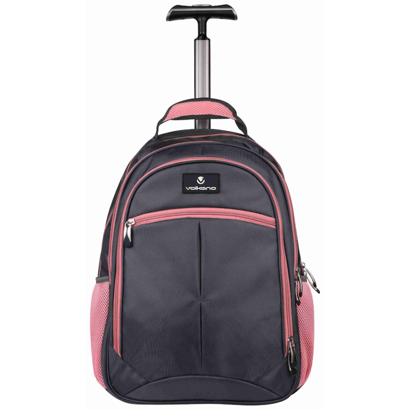 Volkano Orthopaedic Trolley Backpack 35l – Dark Grey/Pink