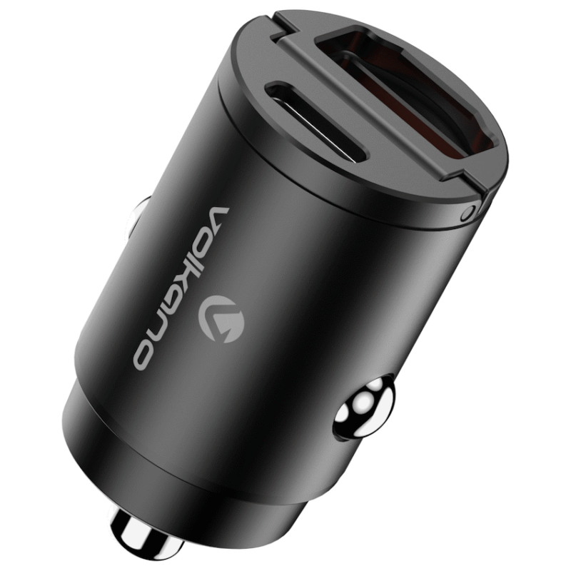 Volkano Veilix Series 45w PD Dual USB-A and USB-C Ultra Small Car Charger – Black