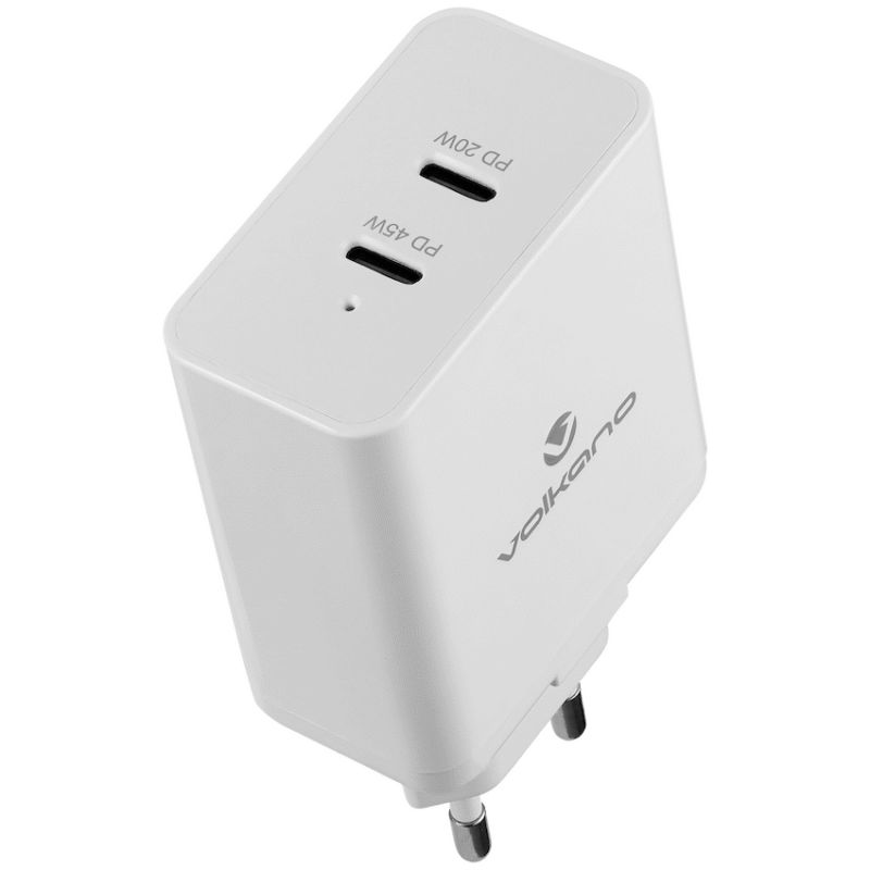 Volkano Potent Duo Series 65w Dual PD Compact Wall Charger