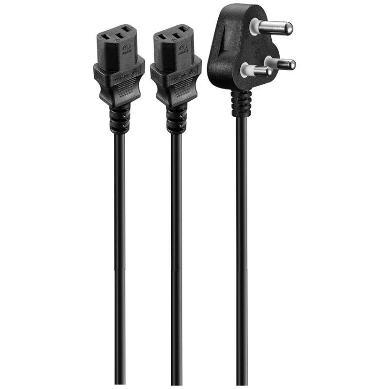 Volkano Presto Series Double 3 Pin IEC Power Cable 1.8m 10a – Black