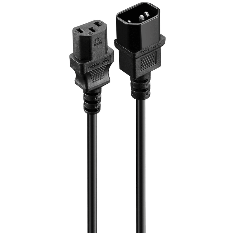 Volkano Presto Series Power Cable – 3 Pin IEC Extension 1.8m, 10a – Black