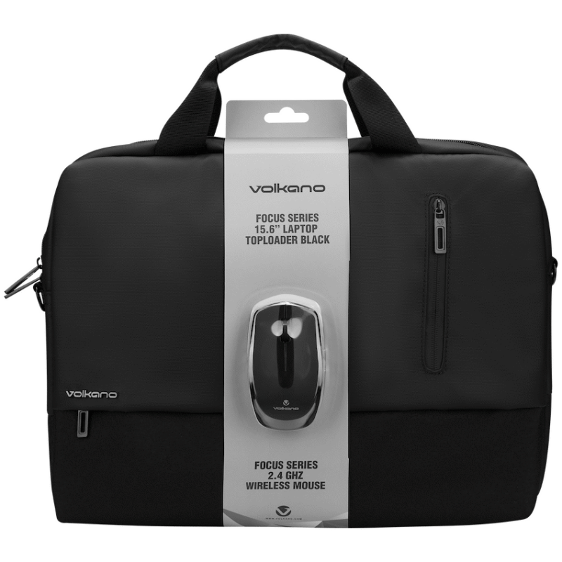 Volkano Focus Series 15.6″ Laptop Toploader & Wireless Mouse