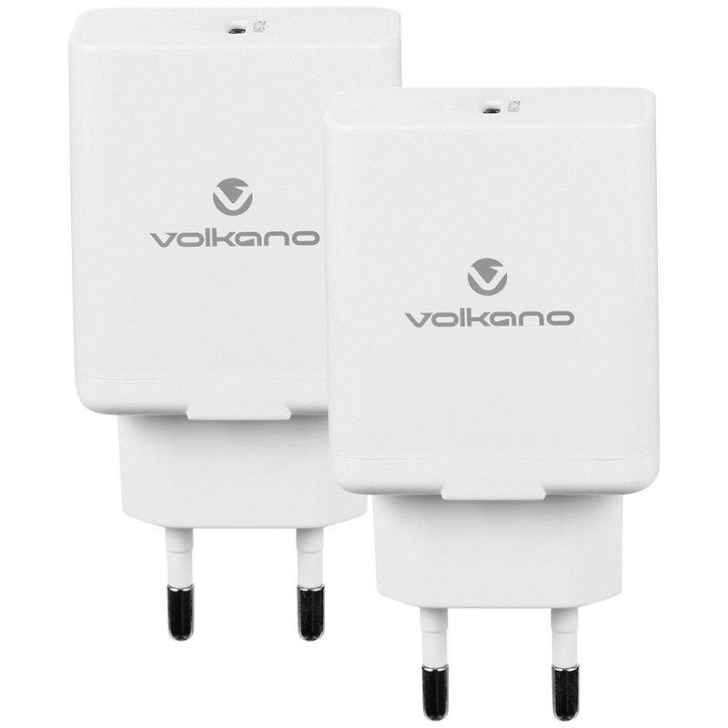 Volkano Potent Series 25w P.D. / PPS Wall Charger – Bundle of 2 – White