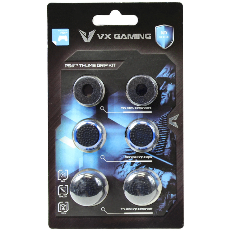 VX Gaming Duty Series Controller Thumb Grips – Black/blue (PS4)