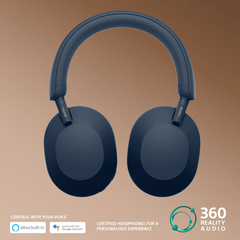 Sony WH1000XM5 (Blue) Noise-Cancelling BT Headphones