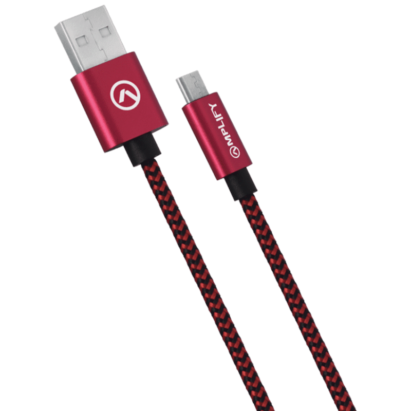 Amplify Linked Series Micro USB Braided Cable – 2m – Black/Red