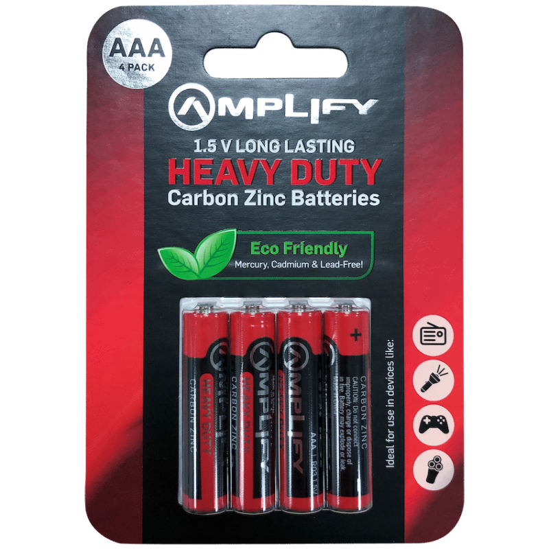 Amplify Heavy Duty AAA Carbon Zinc 4 pack Batteries